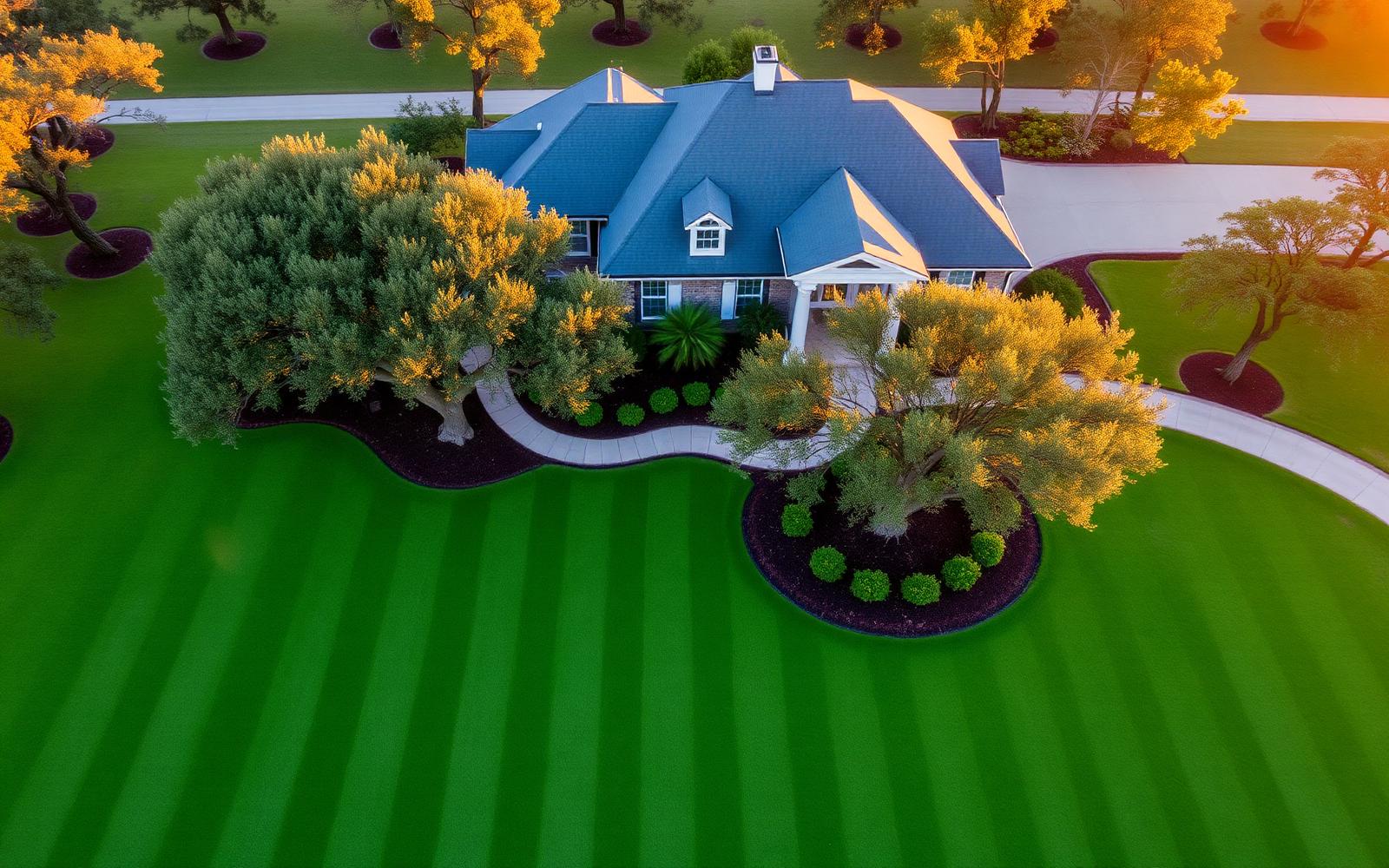 Aerial view of manicured Louisiana property